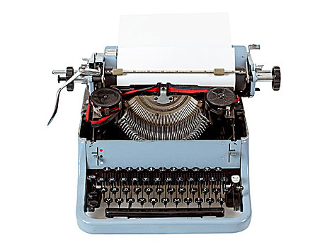 复古,展示,蓝色,打字机