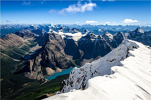 山,山脉,风景,庙宇,冰碛湖,加拿大