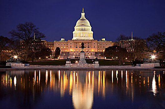 黎明,仰视,美国,国会大厦,华盛顿特区
