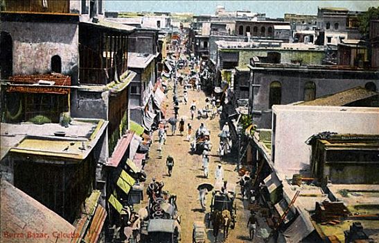 市场,加尔各答,印度,早,20世纪