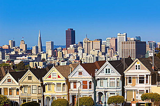 旧金山,维多利亚式房屋,阿拉摩广场,加利福尼亚