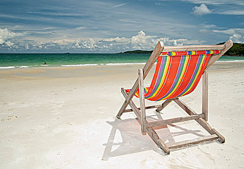 折叠躺椅,白沙,苏梅岛,海滩,泰国