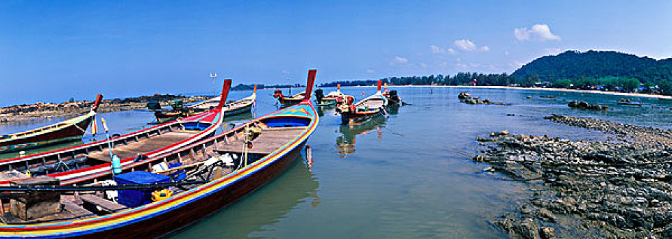 长尾船,捕鱼,船,运河,海滩,岛屿,苏梅岛,甲米,泰国,亚洲
