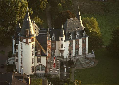航拍,城堡,梅克伦堡前波莫瑞州,德国,欧洲