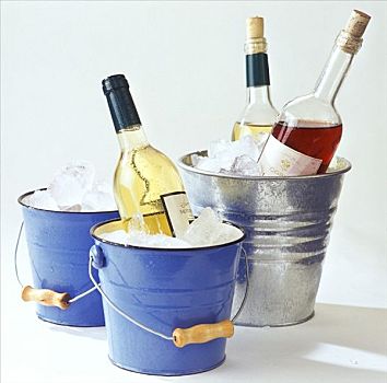 葡萄酒瓶,冰,装饰,桶,冰酒器