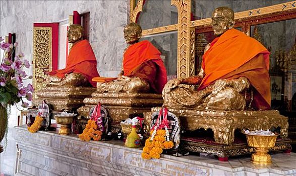 雕塑,僧侣,查隆寺,普吉岛,南方,泰国,东南亚