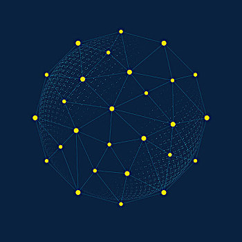 点,线链接组成的球体,科学,科技,技术意义抽象矢图