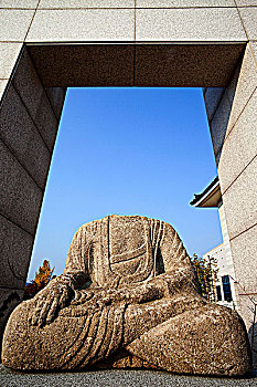 庆州国家博物馆,看不到头,石头,佛像,韩国
