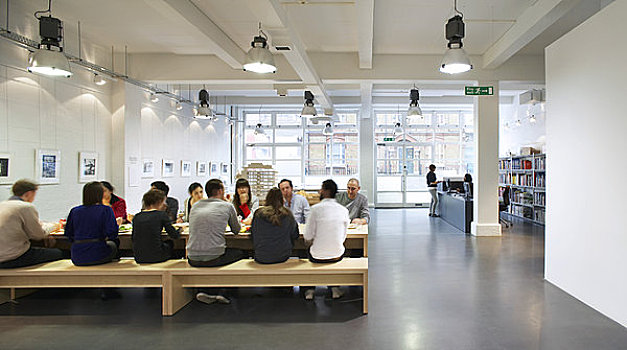 伦敦,办公室,英国,2009年,内景,展示,人,吃饭,计划,画廊,区域