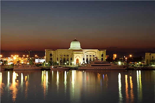 政府建筑,夜晚,沙迦,阿联酋