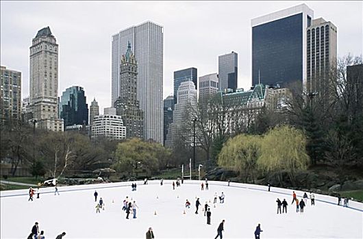 人,滑冰,中央公园