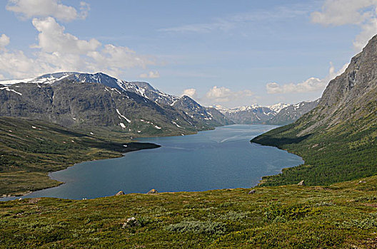湖,靠近,尤通黑门山,罗丹国家公园,挪威,斯堪的纳维亚,欧洲