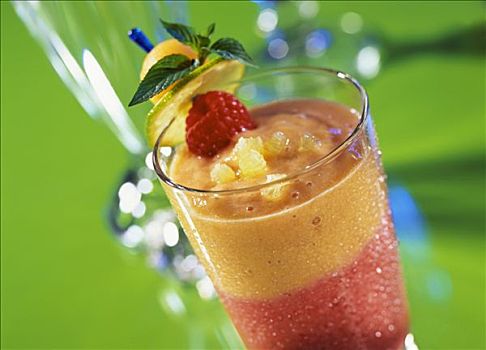 果味,夏天,鸡尾酒,菠萝,树莓