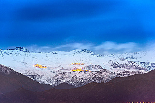 远景,滑雪,乡村,俯视,圣地亚哥,安第斯山,山脉