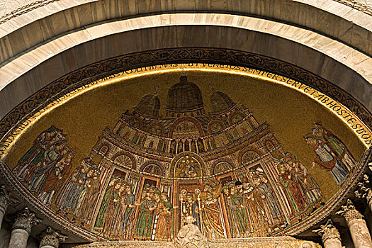意大利,威尼斯,大教堂,特写,门,镀金,拱形