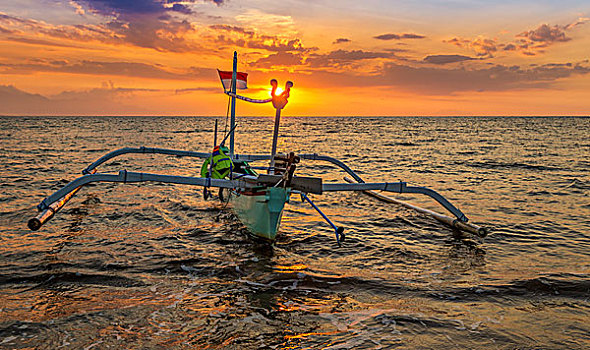 渔船,海滩,巴厘岛,印度尼西亚,亚洲