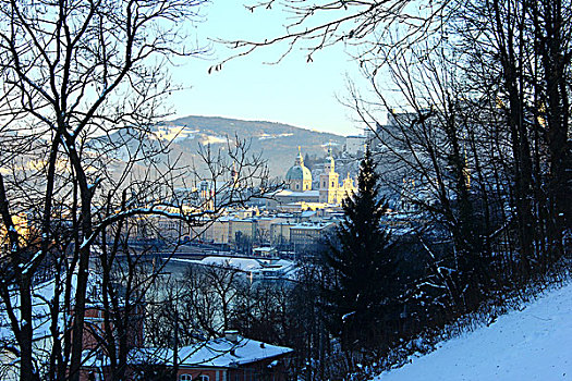 风景,上方,萨尔茨堡,奥地利