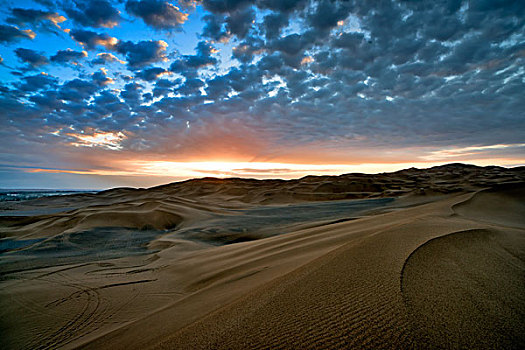 沙丘,沙漠,波纹,干燥,荒凉,晚霞