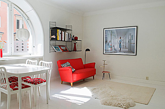 现代生活,房间,红色,沙发