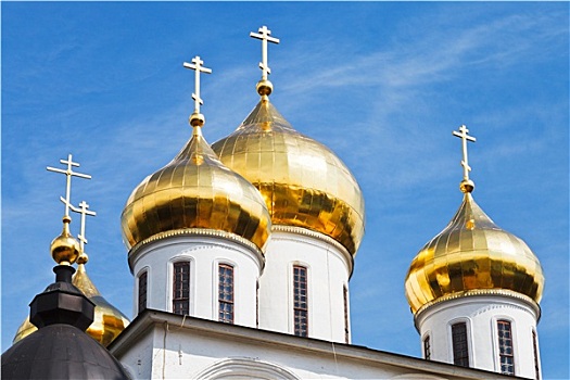 金色,穹顶,俄罗斯,教堂