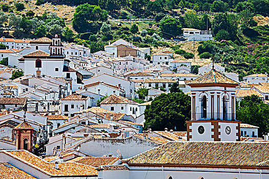 欧洲,西班牙,安达卢西亚,区域,卡迪兹,格拉萨莱玛,俯视图,城镇