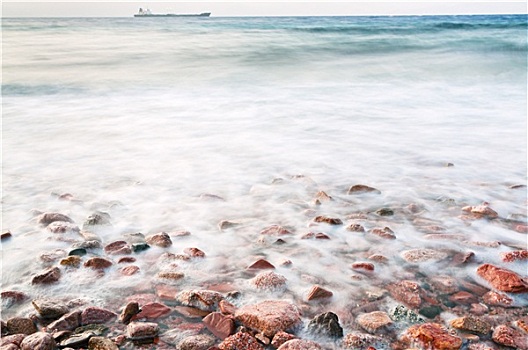 鹅卵石,海滩,红海,日落