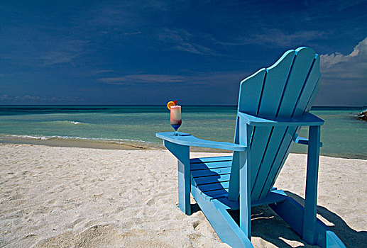 鸡尾酒,扶手,宽木躺椅,海滩,阿鲁巴