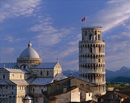斜塔,比萨斜塔,中央教堂,比萨,托斯卡纳,意大利