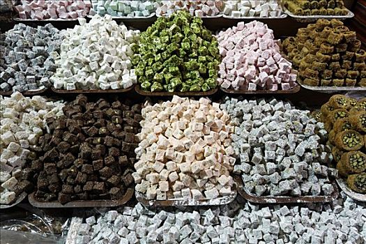 土耳其快乐糖,橱窗,多样,彩色,埃及,集市,调味品,伊斯坦布尔,土耳其