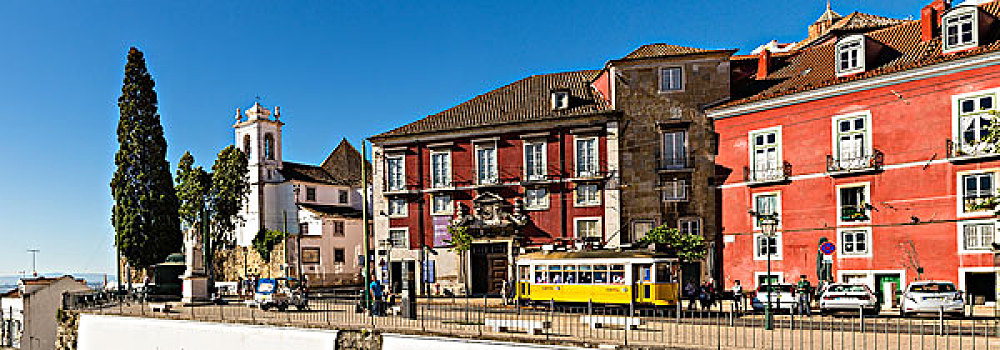 教堂,老,有轨电车,阿尔法马区,地区,里斯本,葡萄牙