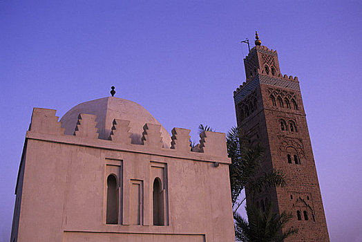 摩洛哥,玛拉喀什,库图比亚清真寺,清真寺,尖塔