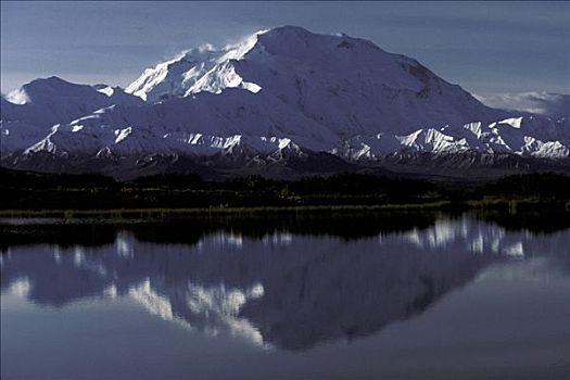 反射,水塘,麦金立山,德纳里峰国家公园,阿拉斯加,美国