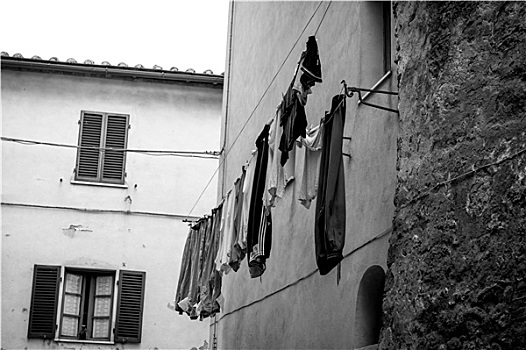晾衣绳,高处,安静,意大利,街道