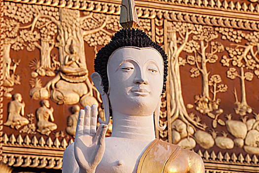 佛像,佛塔,日出,塔銮寺,万象,老挝