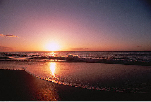 海滩,日落,蒙特塞拉特岛,墨西哥