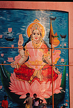 瓦拉纳西,北方邦,印度,毗湿奴,印度教,神,壁画
