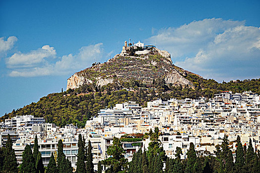 雅典,城市,山,俯视,希腊