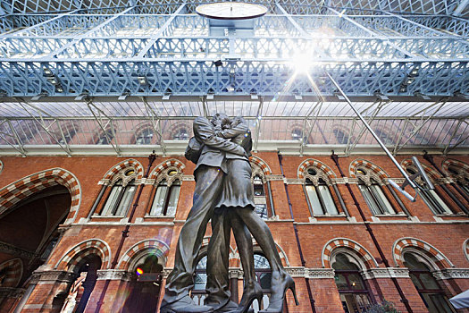 英格兰,伦敦,国王,穿过,车站,会面,地点,雕塑,白天