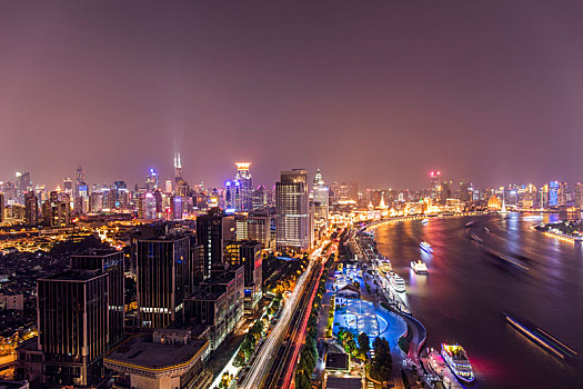 上海,黄浦江,两岸,夜景