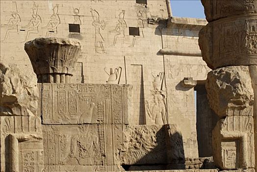 高安宝神庙,埃及,最好,保存,庙宇,植物,入口,伊迪芙
