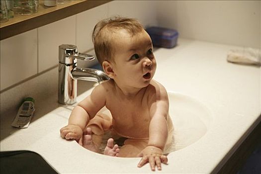 婴儿,沐浴,盆