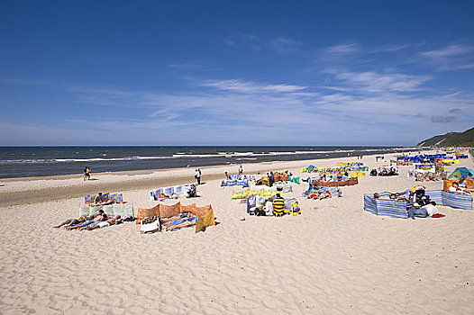 人,放松,海滩,波罗的海,波兰