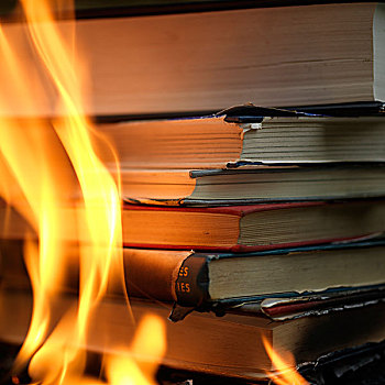 堆,老,精装书,书本,火,火焰,上升,向上