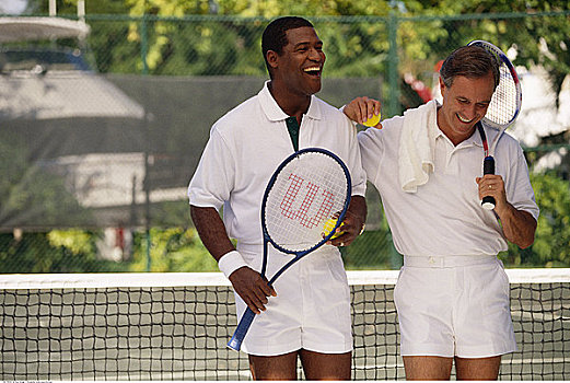 两个男人,玩,网球