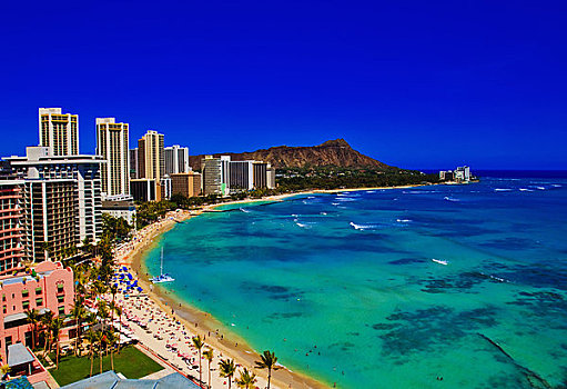 夏威夷,瓦胡岛,怀基基海滩,酒店,钻石海岬