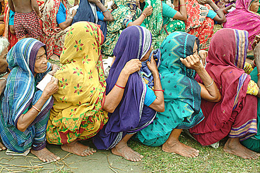 洪水,女人,等待,纸,孟加拉,七月,2004年