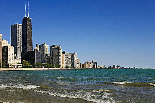 美国,伊利诺斯,芝加哥,城市天际线,风景,密歇根湖