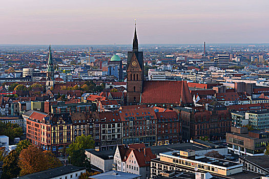 市场教堂,历史,中心,市政厅,塔,晚上,汉诺威,下萨克森,德国,欧洲
