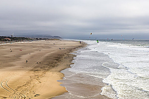 风筝冲浪,海滩,旧金山,加利福尼亚,美国