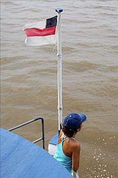 船,乘客,暸望,船首,亚马逊河,旗帜,联邦,巴西